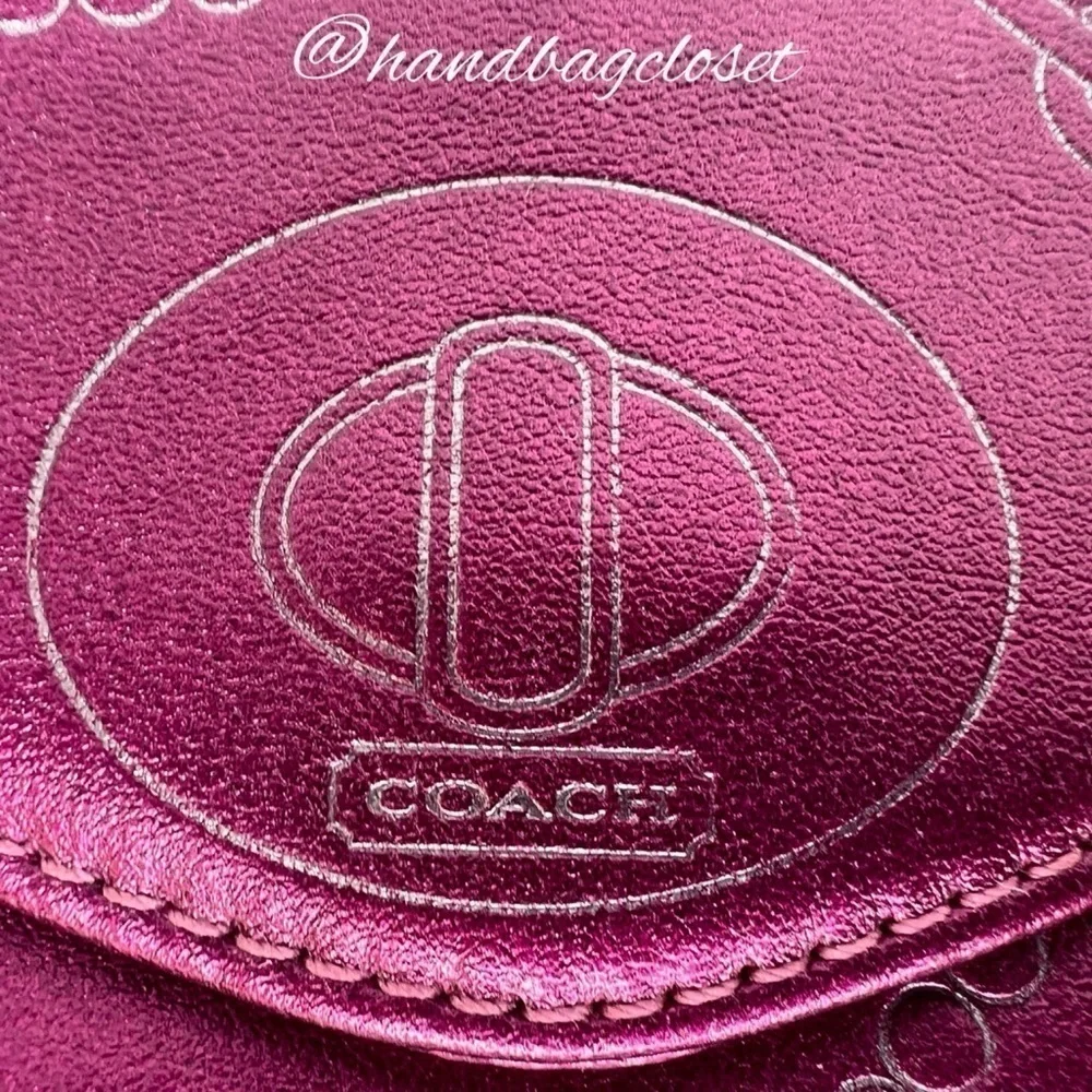 Coach Large Jewel leather Magenta Metallic Wristlet 44596 Clutch Bag